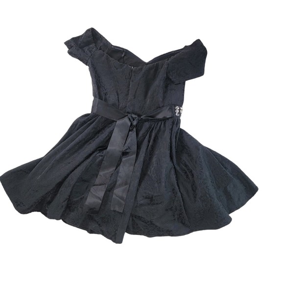 Trixxi Fit and Flare Mini Cocktail Dress Womens Junior Sz M Black Floral Gems - Picture 15 of 16